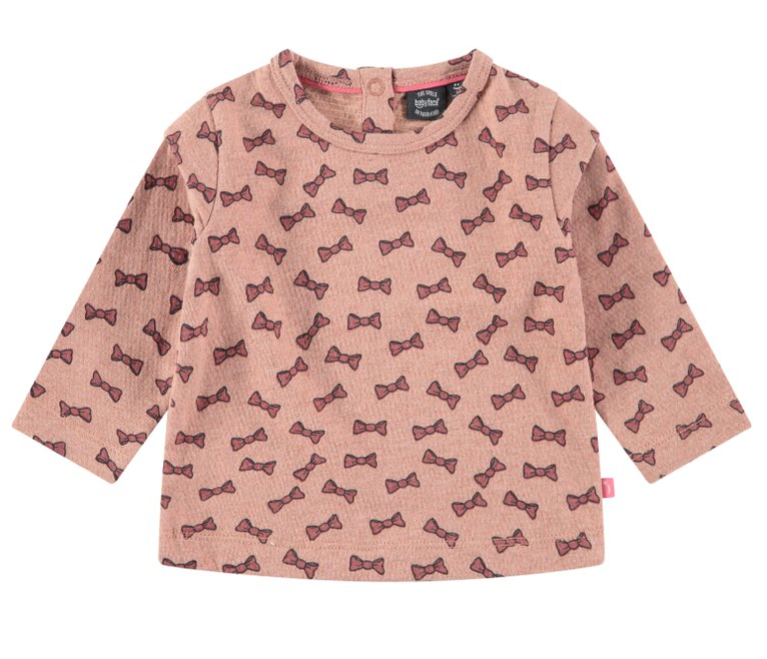 Baby Girl Bow Print L/S T-Shirt | Blush