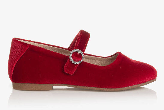 Girls Red Velvet Mary Janes