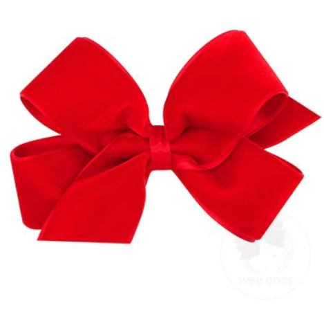 Medium Velvet Satin Edge Bow | Red