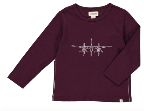 Planes Raglan Long Sleeve T-Shirt | Burgundy