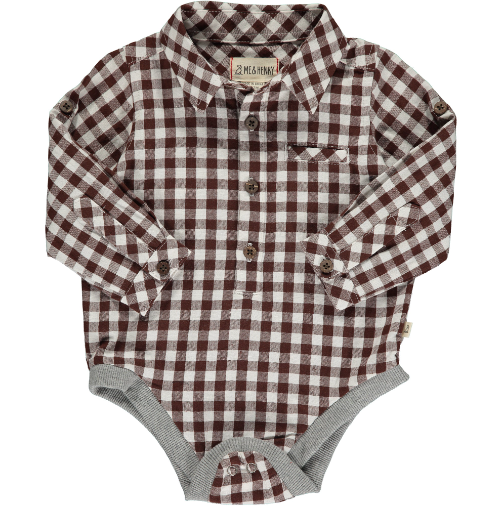 Jasper Woven Onesie | Brown Plaid