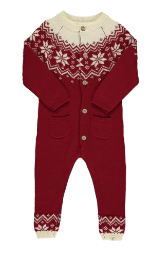 Polar Romper | Red Fairisle