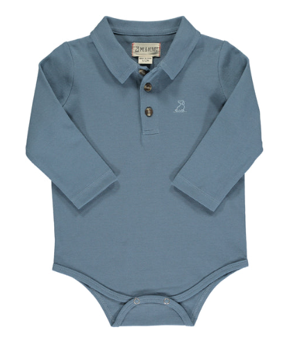 Seymour Pique Polo Onesie |  Blue