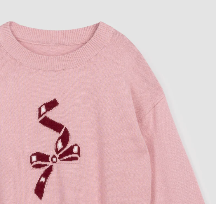 Ribbon Bow Sweater | Rose