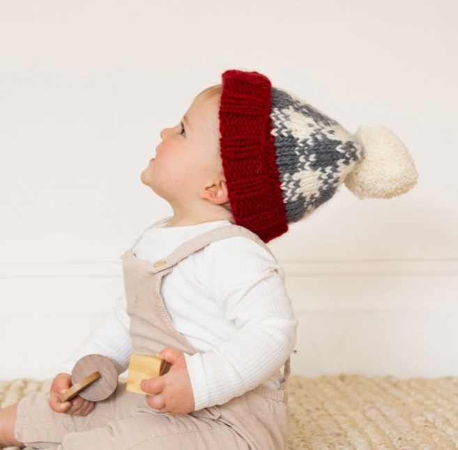 Red Gray Buffalo Check Hat