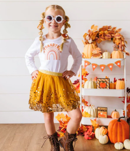 Thankful Retro Rainbow Thanksgiving Long Sleeve Shirt | White