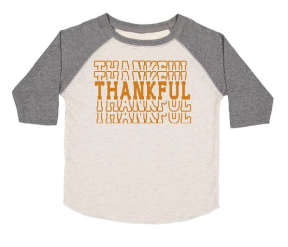 Thankful Echo Thanksgiving 3/4 Sleeve Shirt | Natural