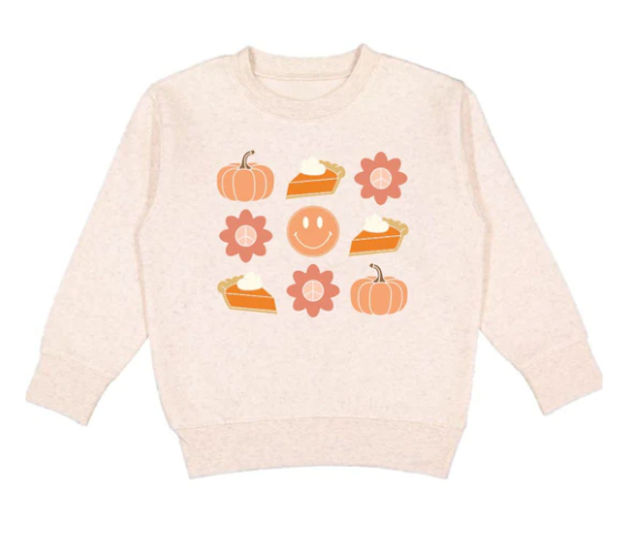 Pumpkin Pie Smiley Thanksgiving Sweatshirt | Natural