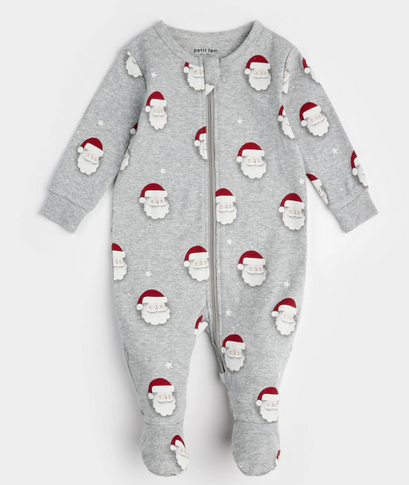Santa Print Sleeper | Heather Grey