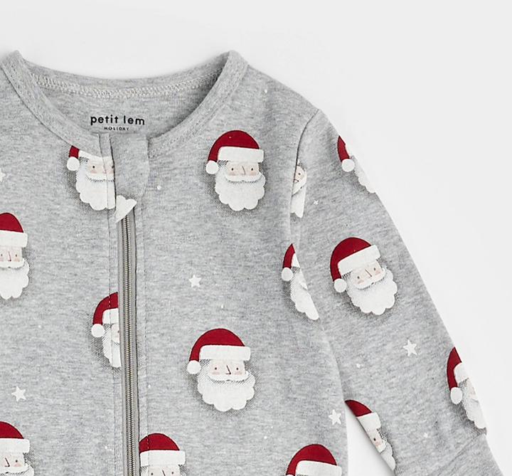 Santa Print Sleeper | Heather Grey
