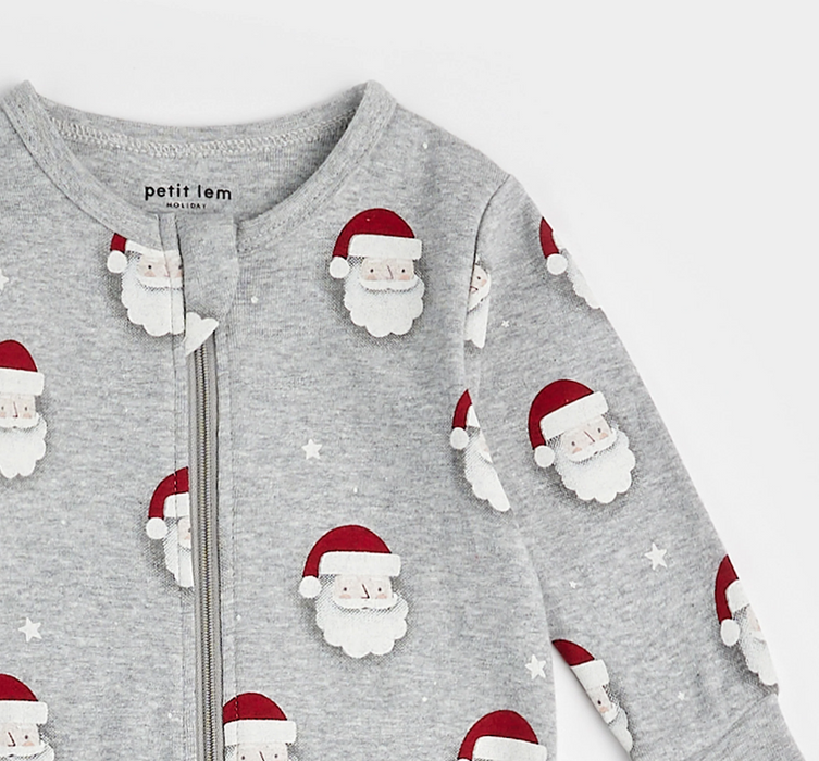 Santa Print Sleeper | Heather Grey