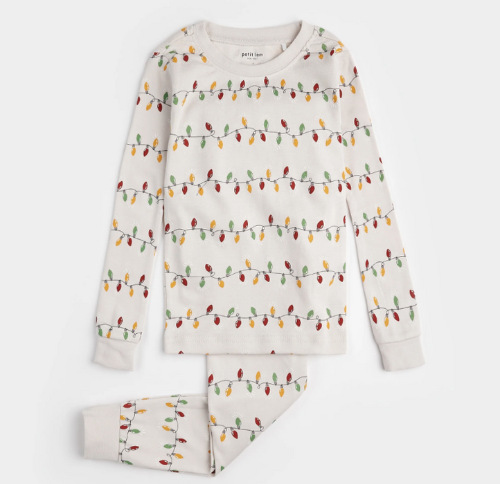 Christmas Lights PJ Set | Beige