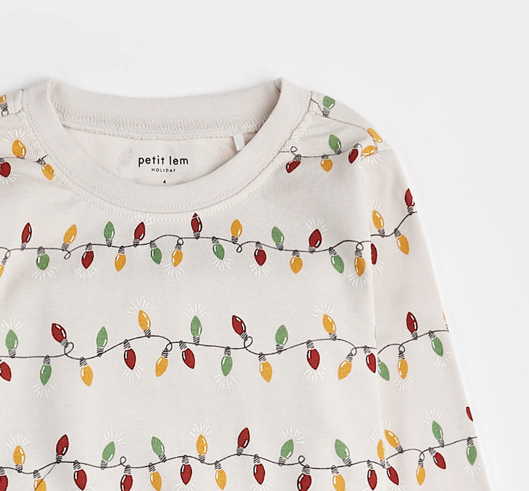 Christmas Lights PJ Set | Beige