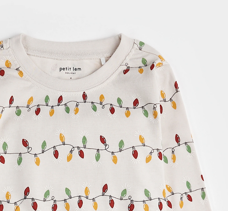 Christmas Lights PJ Set | Beige