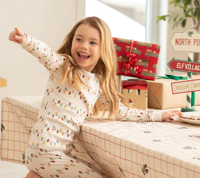 Christmas Lights PJ Set | Beige