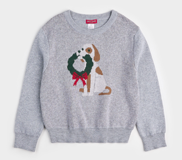 Spot w/Wreath Sweater | Heather Grey