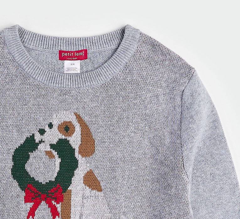 Spot w/Wreath Sweater | Heather Grey