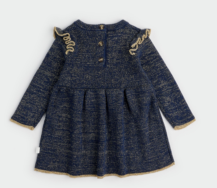 Golden Sweater Dress Set | Navy