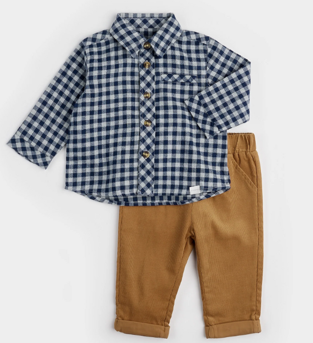 Blue Plaid Shirt/Pant Set