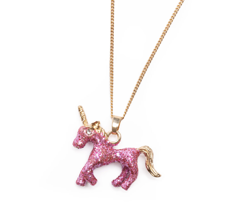 Glitter Pink Unicorn Necklace/Ring Set