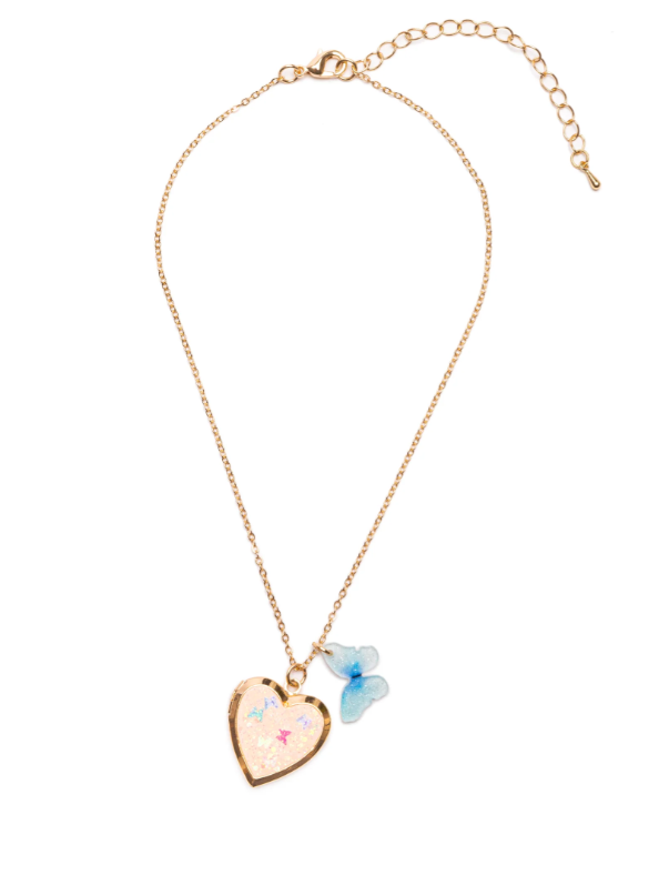 Butterfly Heart Locket Necklace
