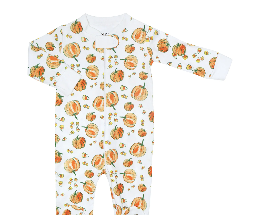 Pumpkin and Candy Corn Zipper Romper