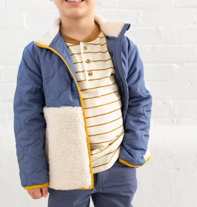 Kennedy Quilted Sherpa Jacket | Washed Indigo