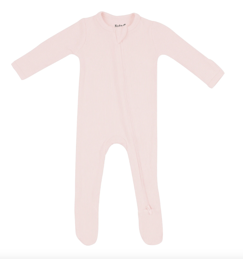 Kyte Ribbed Zipper Footie | Blush