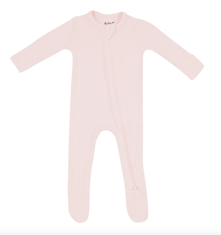 Kyte Ribbed Zipper Footie | Blush
