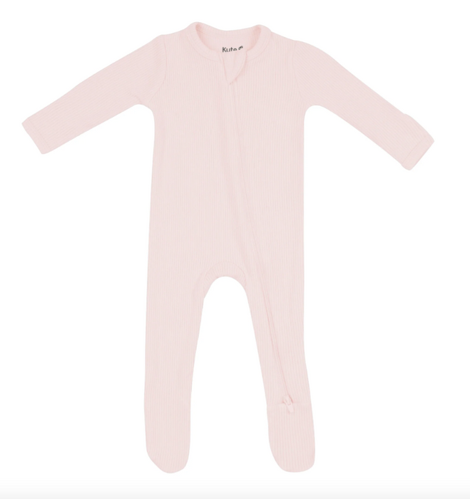 Kyte Ribbed Zipper Footie | Blush