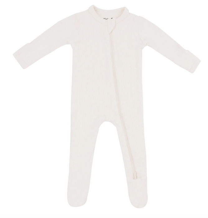 Kyte Ribbed Zipper Footie | Oat