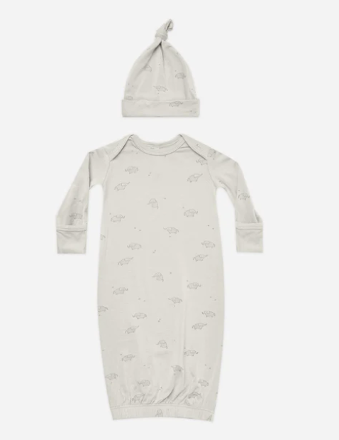 Bamboo Baby Gown & Hat Set | Elephants
