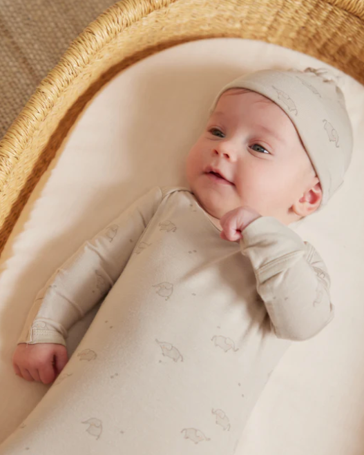 Bamboo Baby Gown & Hat Set | Elephants