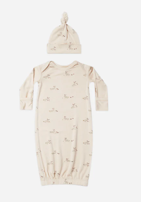 Bamboo Baby Gown & Hat Set | Bunnies
