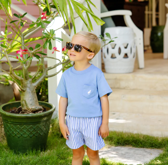 Carter Crewneck | Barbados Blue Worth Avenue White
