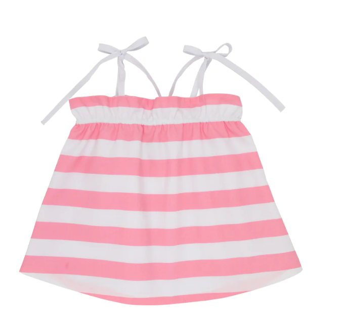 Lainey's Little Top Broadcloth | Hamptons Hot Pink Stripe