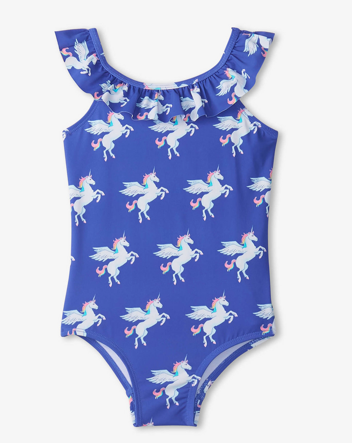 Dazzling Unicorn Ruffle Sleeve Swimsuit