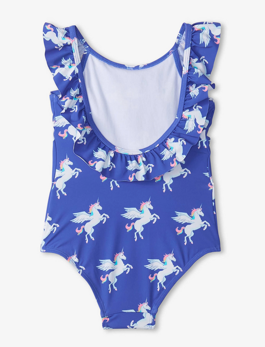 Dazzling Unicorn Ruffle Sleeve Swimsuit