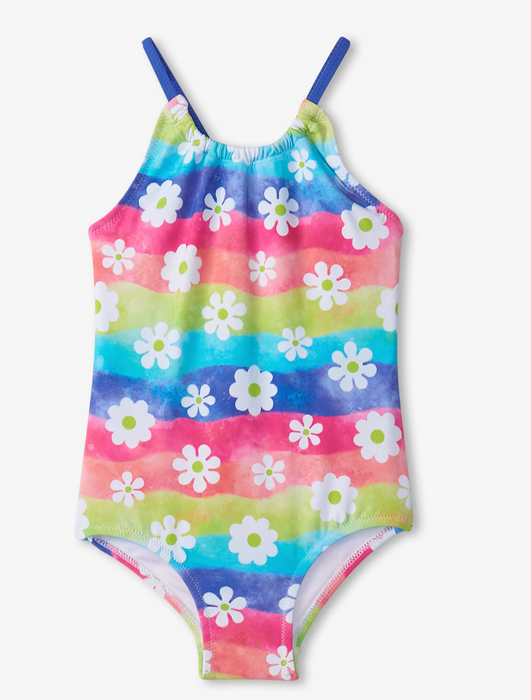 Rainbow Flower Gather Front Swimsuit