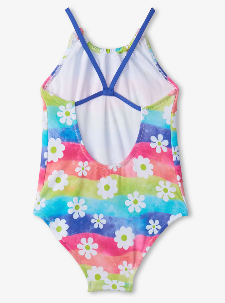 Rainbow Flower Gather Front Swimsuit