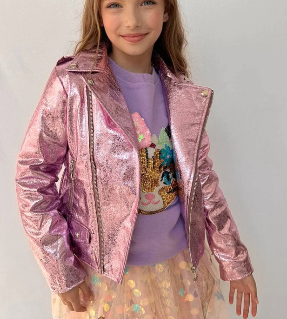 Metallic Rose Moto Jacket