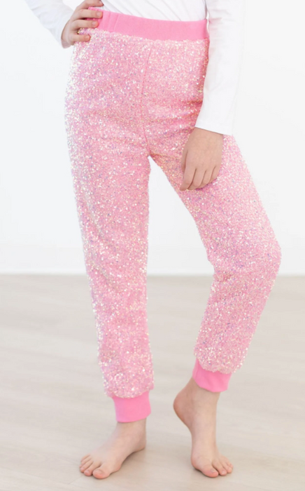 Bubblegum Pink Sequin Joggers