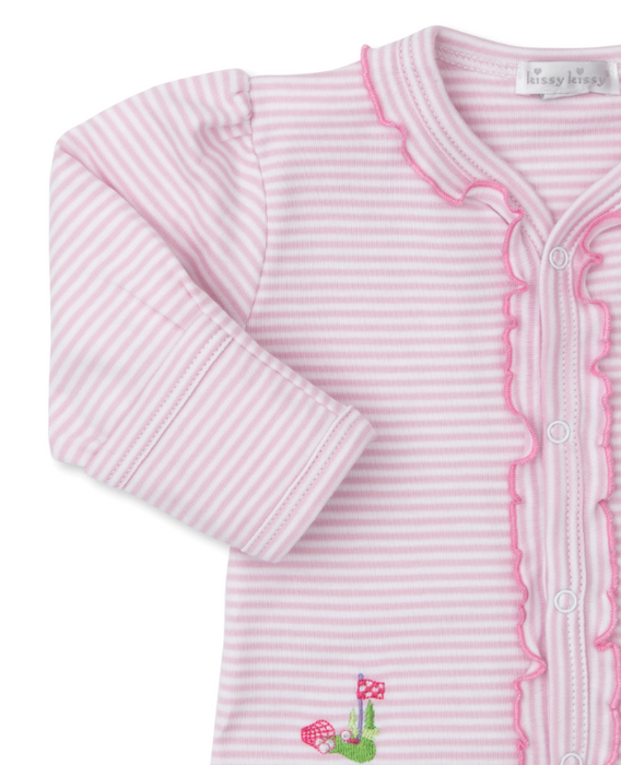 Golf Club Pink Stripe Footie