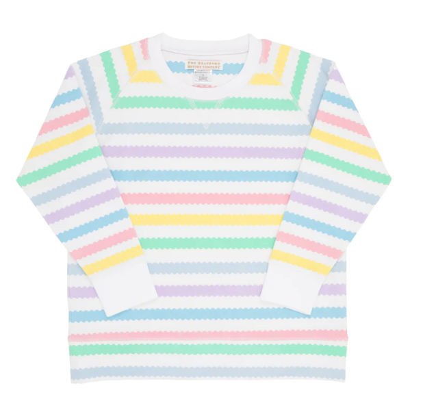 Cassidy Comfy Crewneck French Terry | Wellington Wiggle Stripe