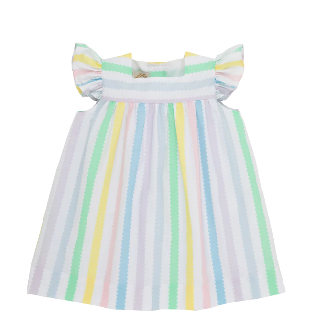 Rosemary Ruffle Broadcloth Dress | Wellington Wiggle Stripe