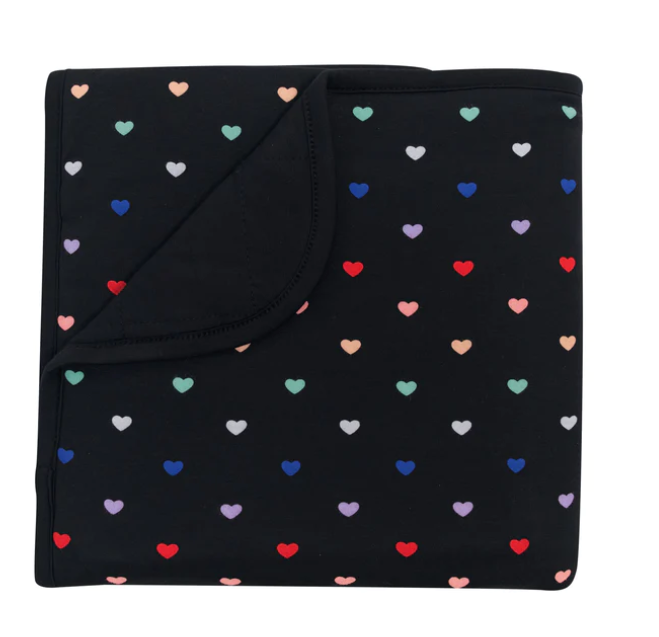 Kyte Baby Printed Baby Blanket | Midnight Rainbow Heart