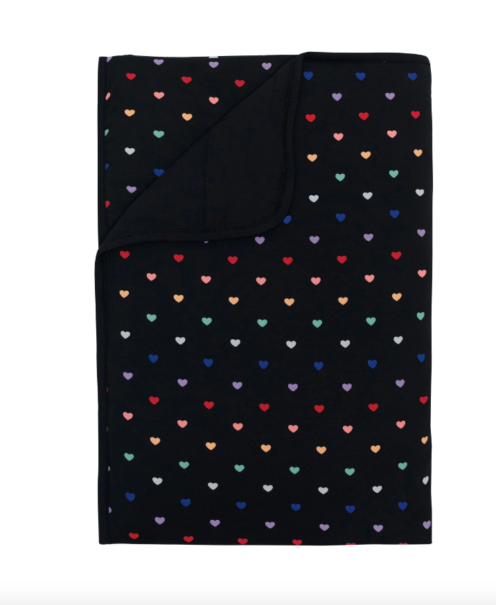 Kyte Baby Printed Toddler Blanket | Midnight Rainbow Heart