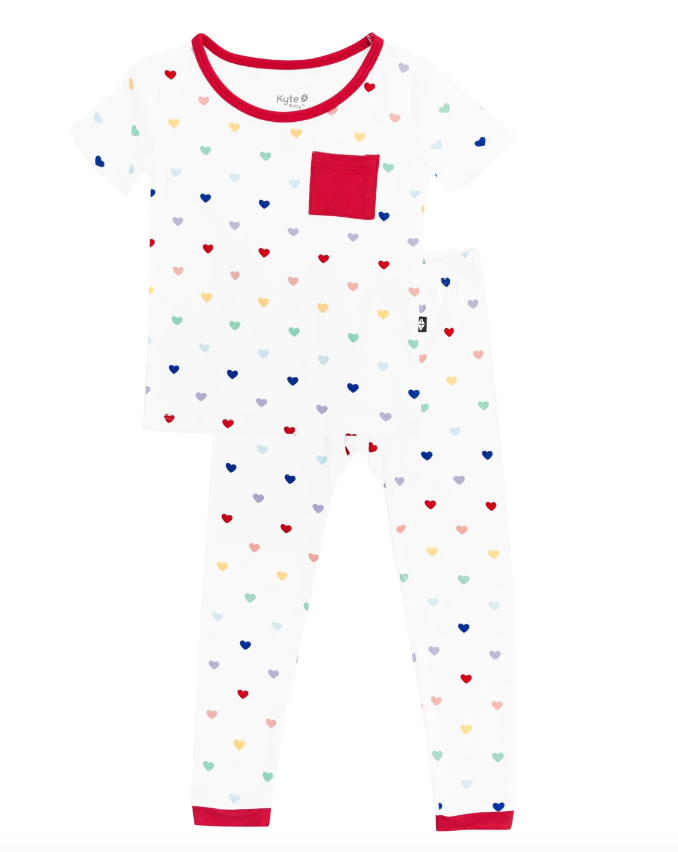 Short Sleeve with Pants Pajamas | Cloud Rainbow Heart