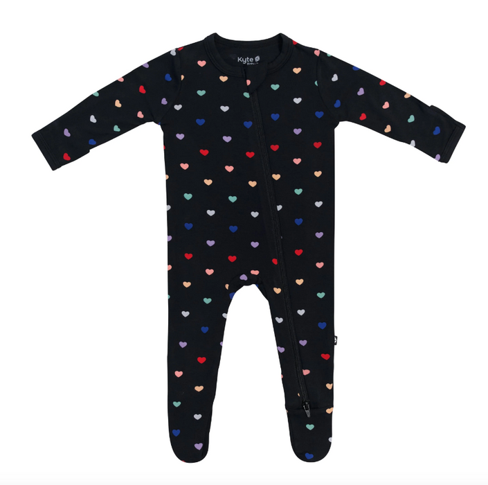 Zippered Footie | Midnight Rainbow Heart