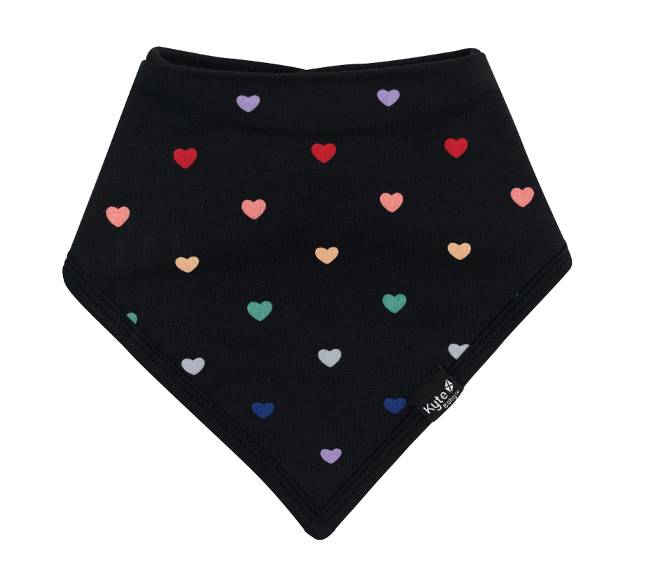 Kyte Baby Printed Bib | Midnight Rainbow Heart